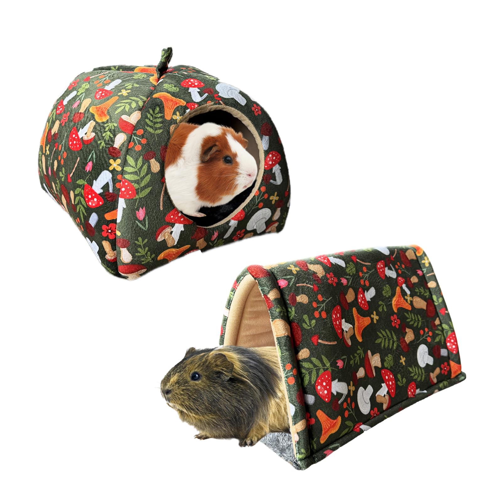 Guinea Pig Hideout & Tunnel Toys Set - Plush Small Animal Tent with Non-Slip Base & Warm Fleece Bedding for Mouse Chinchillas Hamsters Hedgehogs