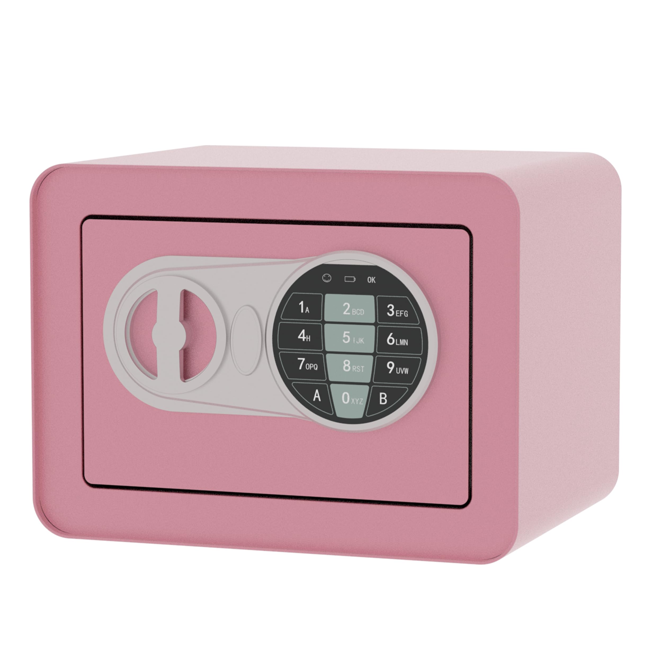 Small Safe Box - Home Safe for Money Jewelry Documents, Solid Lock Box, Mini Security Box with Digital Electronic Security Keypad for Home Office Hotel (Pink)