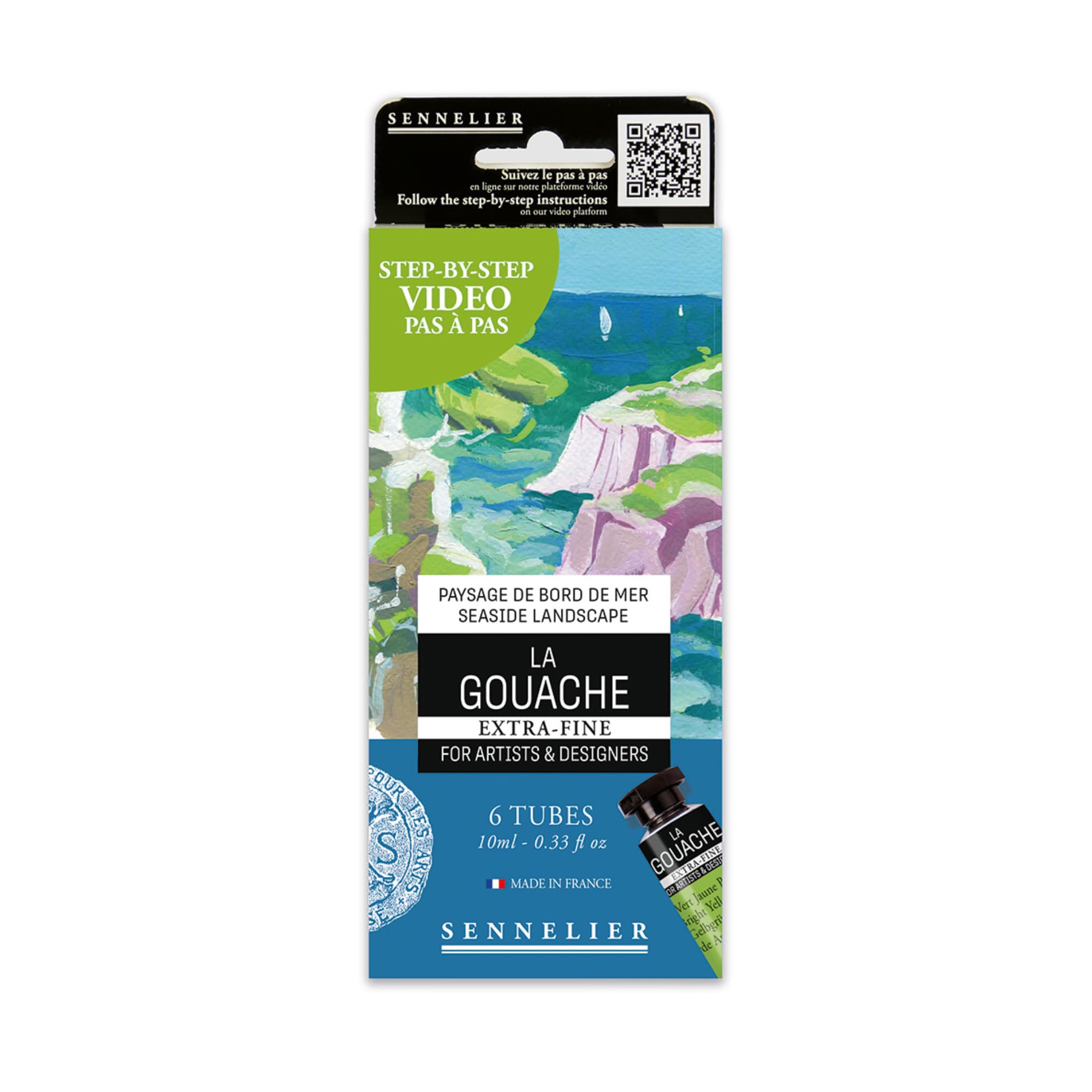 Sennelier Coffret Gouache Extra-Fine 6 Tubes 10ml Peinture Ultra-Mate Opaque Fabriqué en France