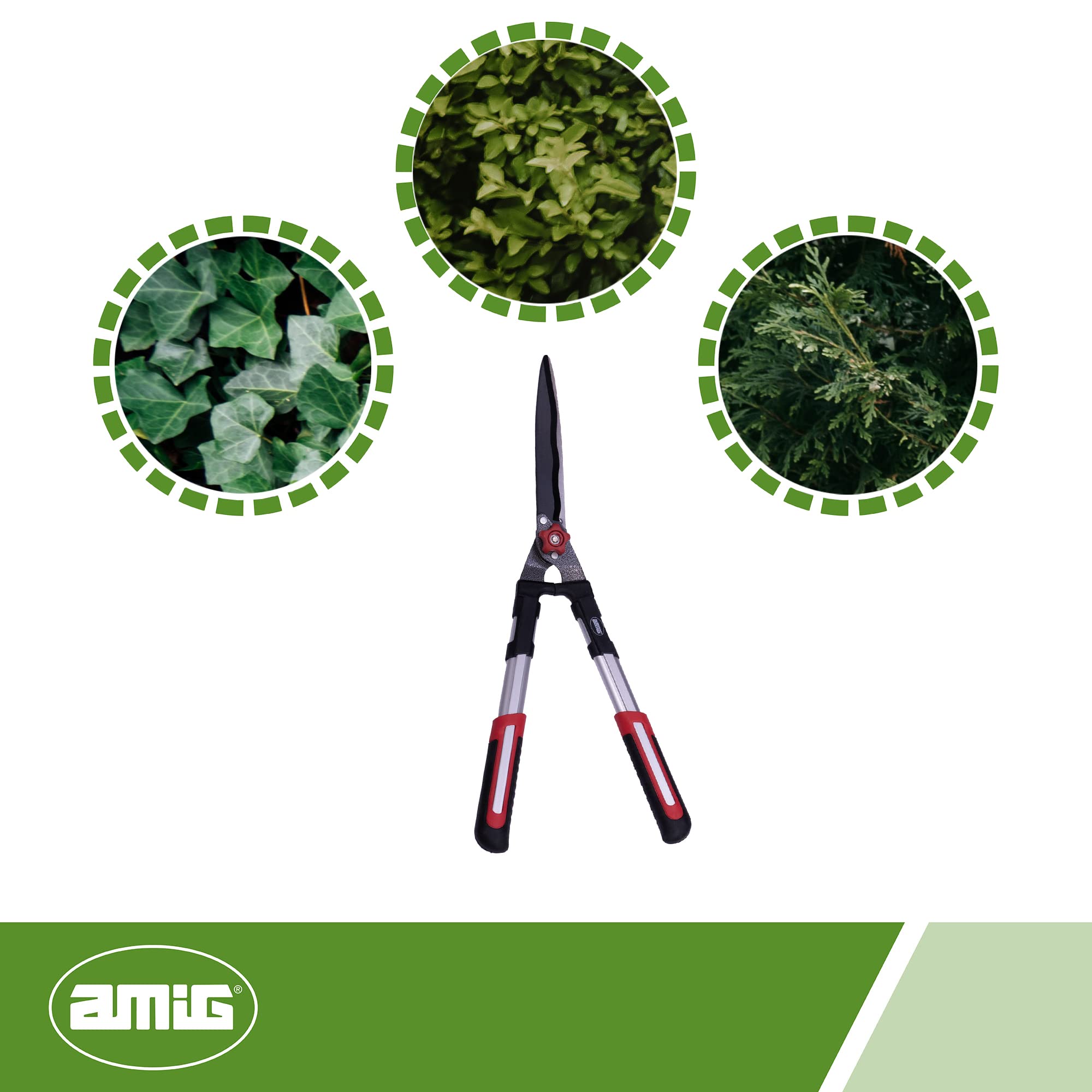 Amig Cesoie per siepi 600 mm Lama in acciaio temprato rivestito in teflon Manico antiscivolo alluminio