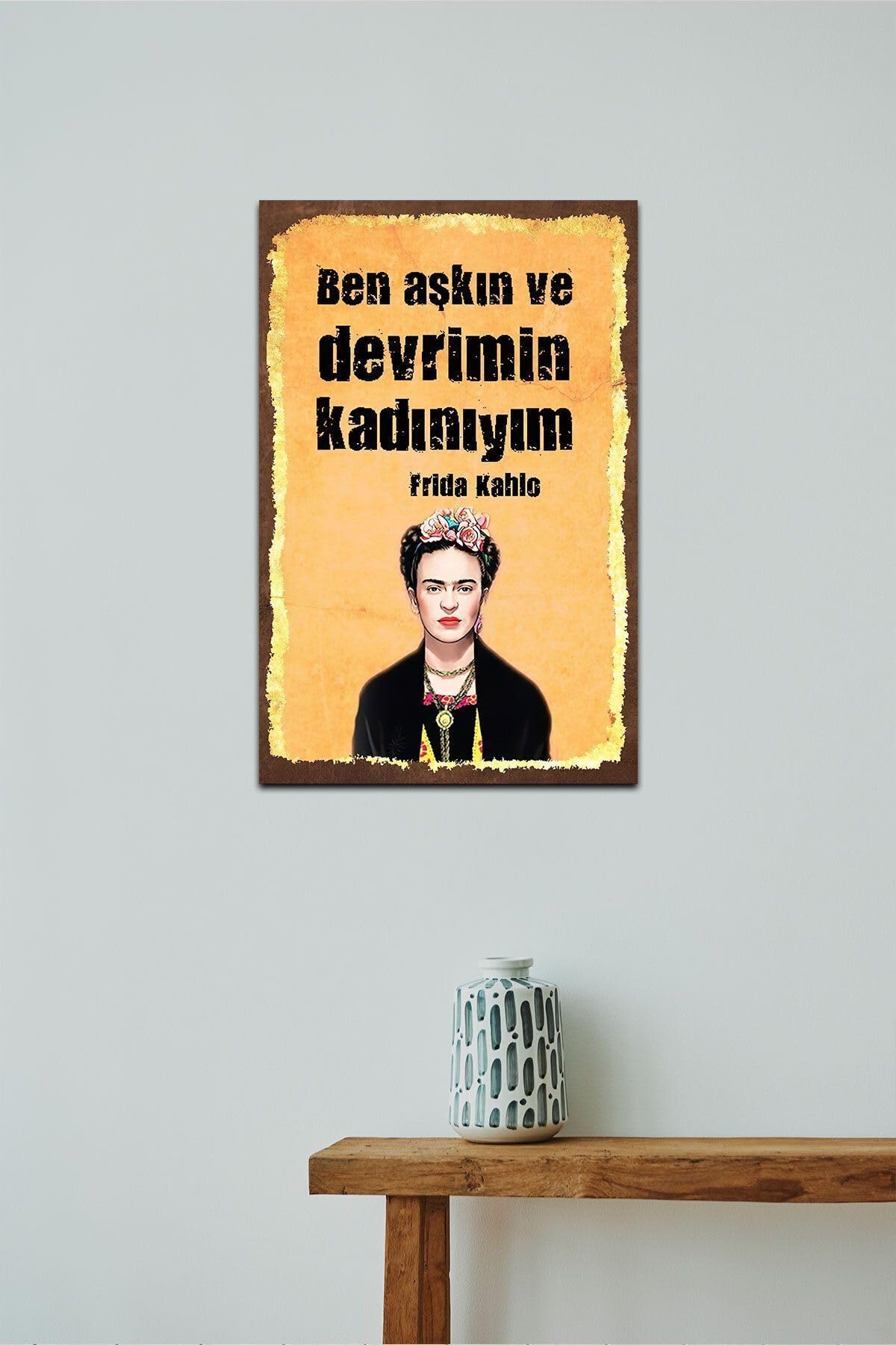 Dekolia Ben Aşkın Ve Devrimin Kadınıyım Retro Vintage Ahşap Mdf Tablo