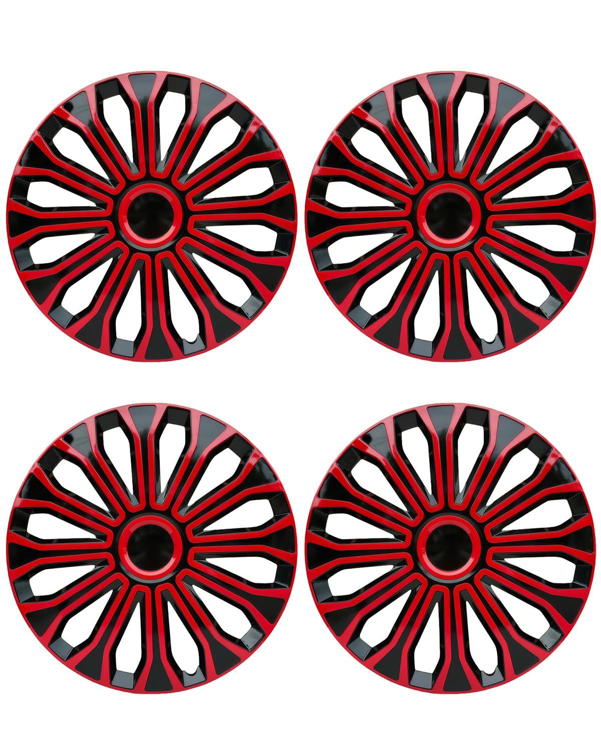 ABX Hubcaps,16 inch hubcaps Set of 4, Wheel Rim Cover ABS Material, Snap On Car Truck SUV Replacement, for Toyota Camry Nissan Mazda etc, Black&amp;Red