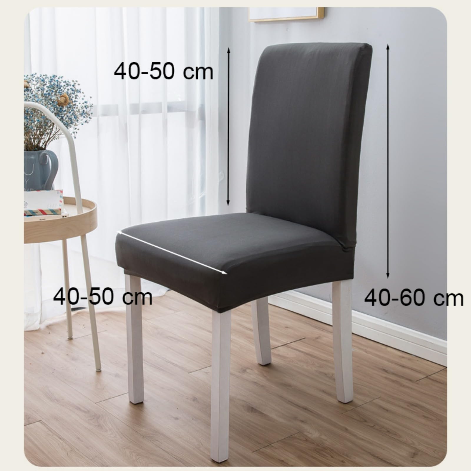 8er Set Stuhlhussen, Stretch Stuhlhusse für Esszimmerstühle, Einfarbiger Waschbarer Abnehmbarer Stuhlbezug für Esszimmer, Hotel, Hochzeit, Partys Deko (Beige)