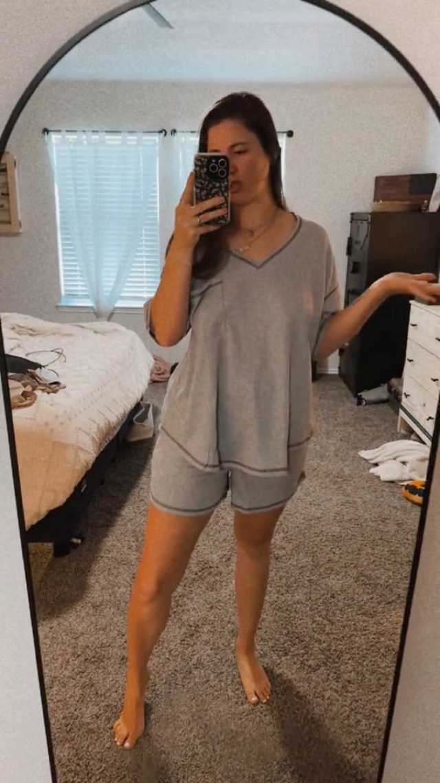 Becotal Women's Pajama Set - Waffle Knit 2 Piece Lounge Set, Short Sleeve Top And Shorts