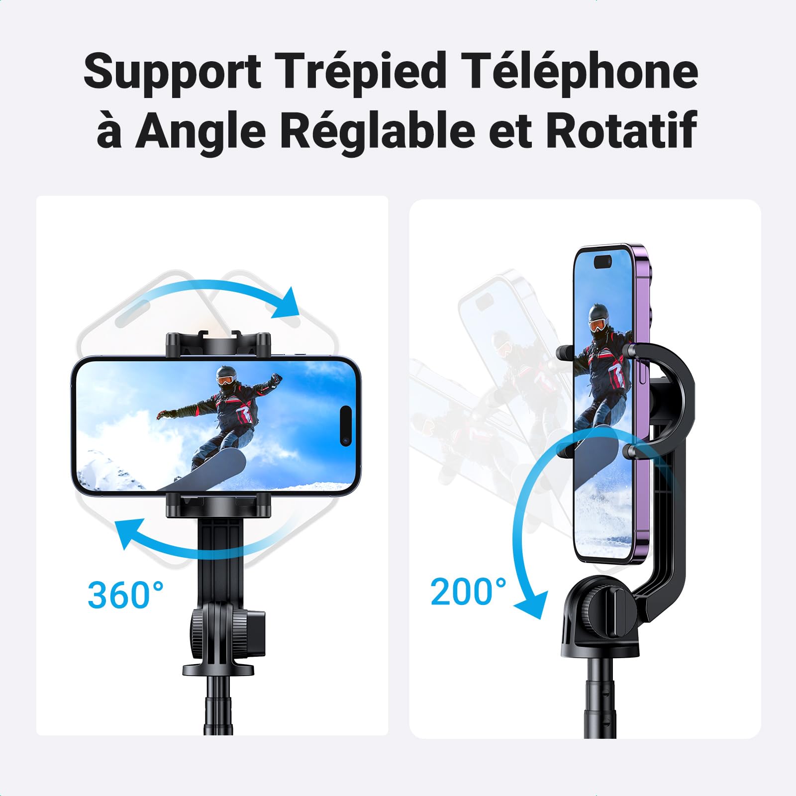 UGREEN Pérche Selfie Bluetooth 3 en 1 Trépied Selfie Stick Extensible Monopode Réglable avec Télécommande sans Fil Amovible Compatible avec iPhone 16 Plus Pro Max Galaxy S24 Ultra Phones Cameras