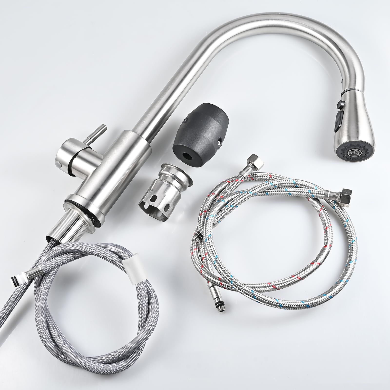 Cieex Grifo Cocina Extraíble, Completo Grifos Cocina Fregadero con Manguera, Torneira Cozinha de 3 Modos de Flujo de Agua, Control de Una Sola Manija, Material de Acero Inoxidable, con Cinta de Teflón