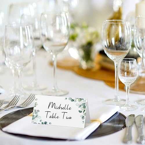 Miniatura 4 de Paquete de 100 tarjetas de lugar de acuarela para bodas, vegetación, asientos de tienda, tarjetas de mesa en blanco, tarjetas imprimibles, tarjetas