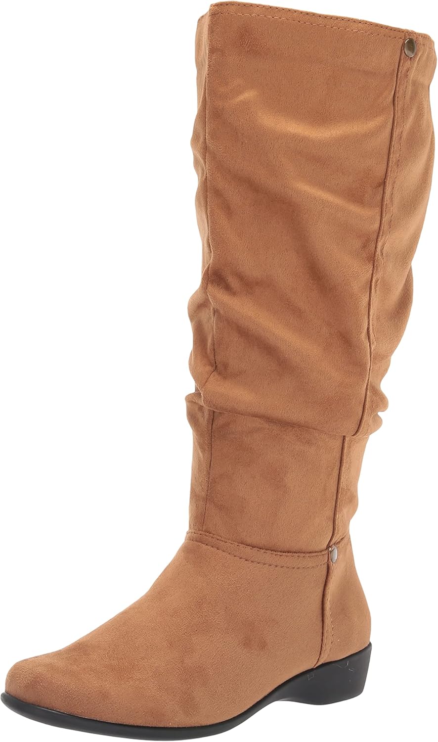 AmeriMark Women's Faux-Suede Adina Wide-Calf Boots - Comfortable, Stylish, Durable, Side Zipper, Excellent Traction