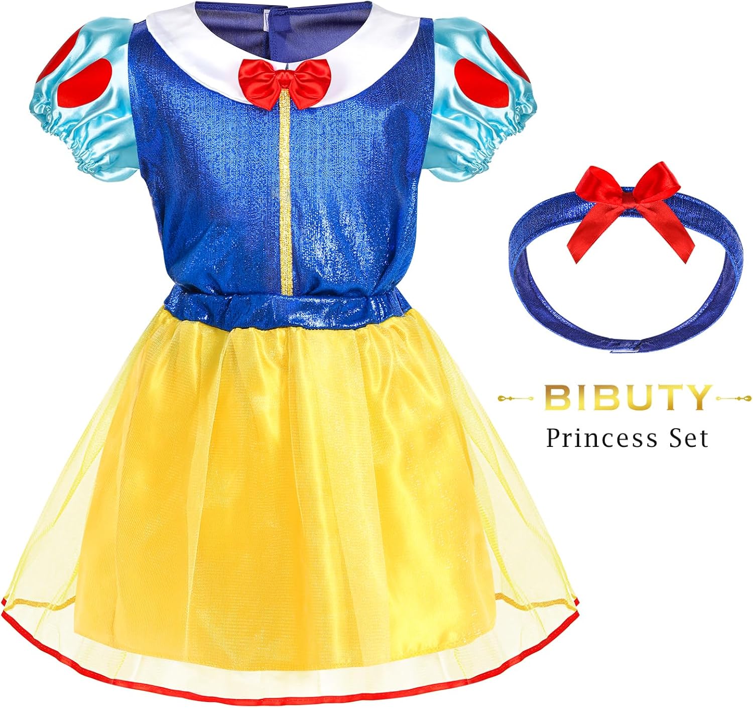 Vista 4 de Ropa de princesa para niñas pequeñas, juego de simulación de BIBUTY y disfraz, conjunto de disfraz de princesa con vestidos de princesa, capa