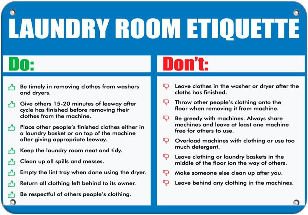 Aluminum Horizontal Metal Sign Multiple Sizes Follow Rules for Better Laundry Room Black Restroom, Bathroom & Lunchroom All Over Weatherproof Street Signage 14x10Inches