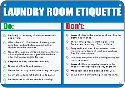 Aluminum Horizontal Metal Sign Multiple Sizes Follow Rules for Better Laundry Room Black Restroom, Bathroom & Lunchroom All Over Weatherproof Street Signage 14x10Inches