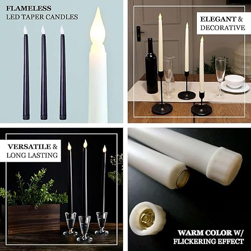 Miniatura 4 de Efavormart - Paquete de 3 velas LED cónicas sin llama de 11 pulgadas color verde esmeralda cazador