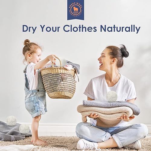 Miniatura 6 de Bolas de secado de lana hechas a mano, paquete de 3 XL, bolas de secado de ropa orgánicas, 100% lana de Nueva Zelanda, suavizante de tela natural,