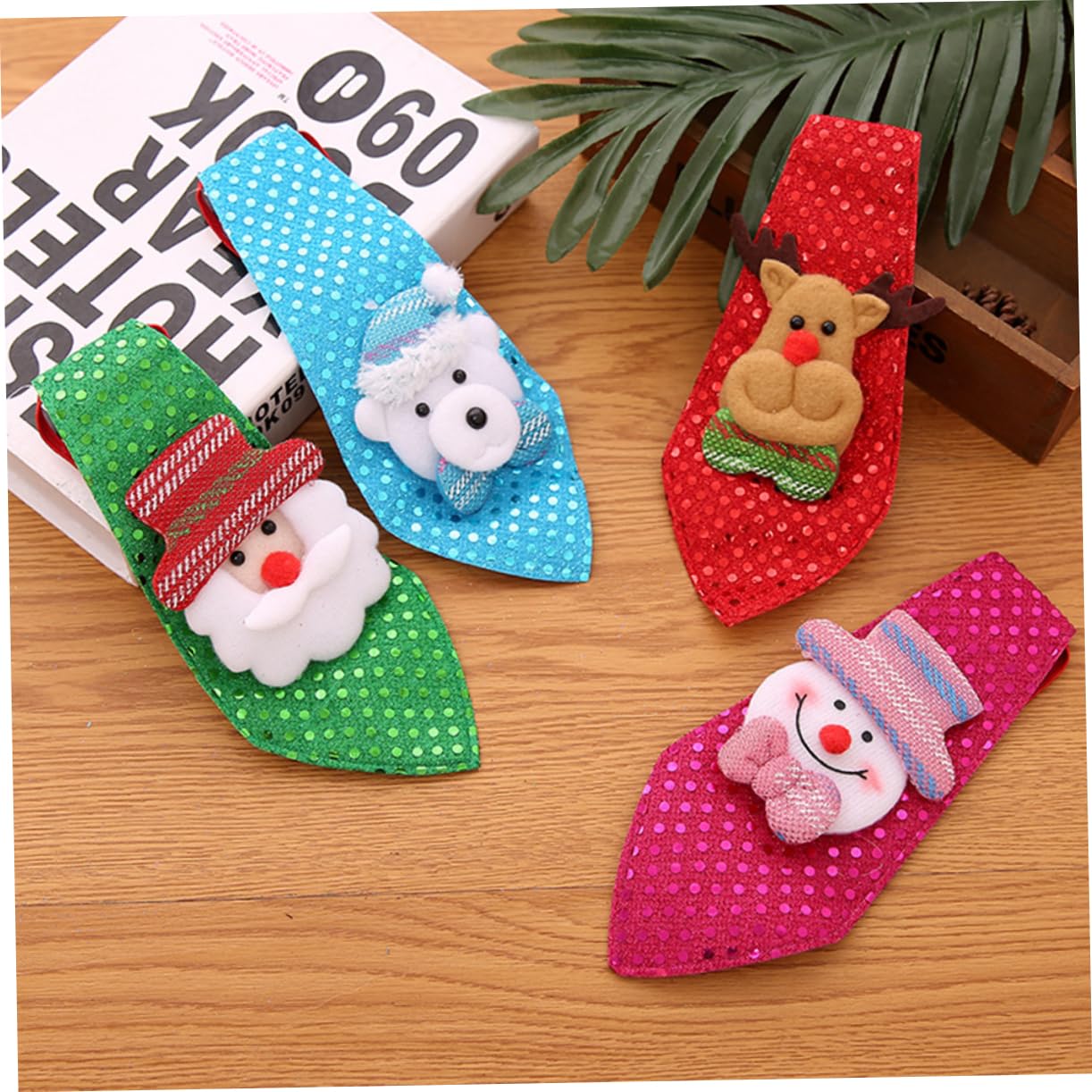 PACKOVE 2pcs Christmas Tree Decorations Santa Tie Sequin Neckties for Kids Adults