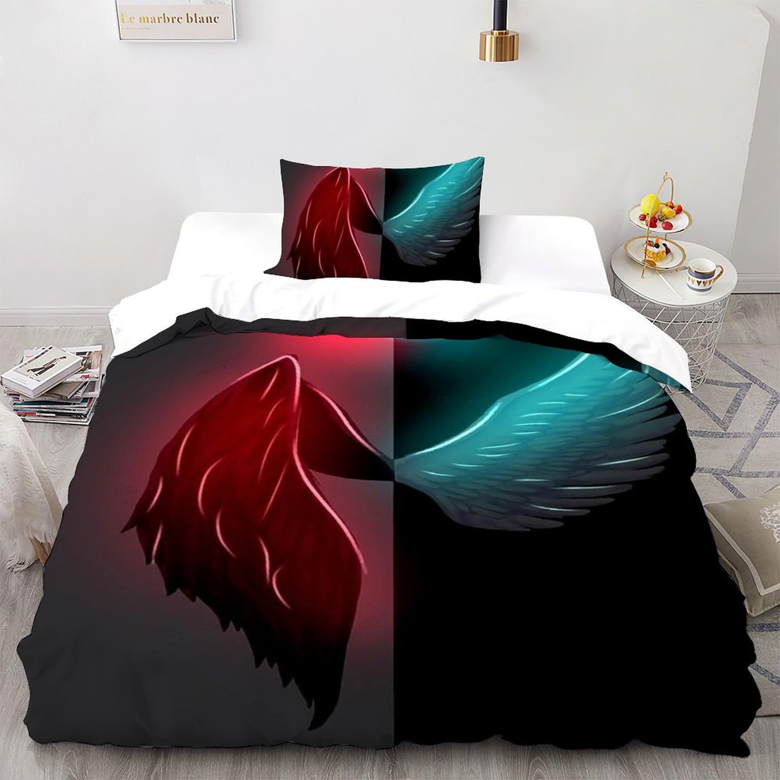 Parure de lit 3D ailes d'anges pour une chambre d'enfant douce et lumineuse dans l'obscurité