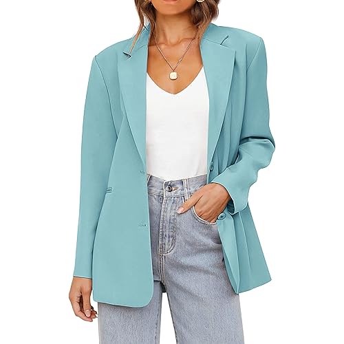 MEROKEETY Women's 2024 Fall Casual Blazers Long Sleeve Lapel Open Front Button Work Blazer Jackets with Pockets