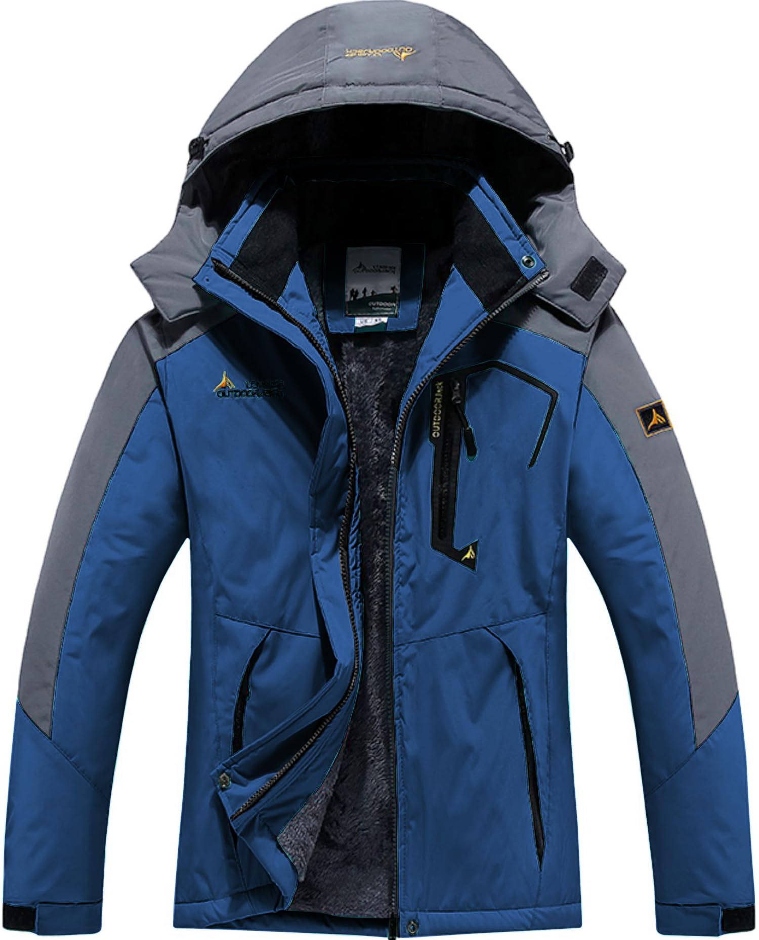DAFENP Giacca Sci Uomo in Pile Giacca Montagna Trekking Impermeabile Antivento Calda Giubbotto Neve Snowboard Invernale Cappotto con Cappuccio All'aperto