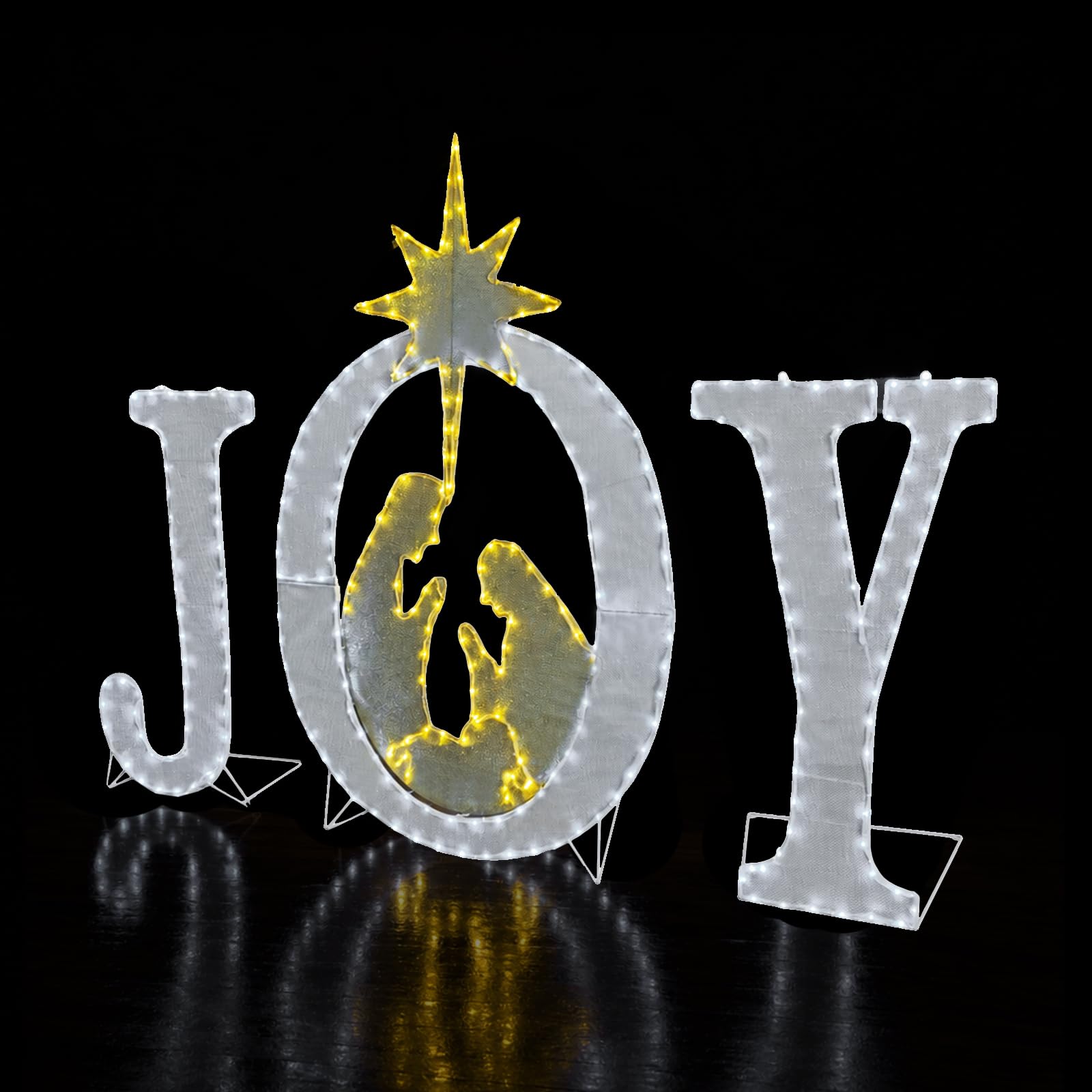 Decoración navideña grande de 49 pulgadas, letrero iluminado para exteriores, belén, Navidad, patio, decoración de vacaciones, resistente a la intemperie, 350 luces LED, para colgar o colocar en el