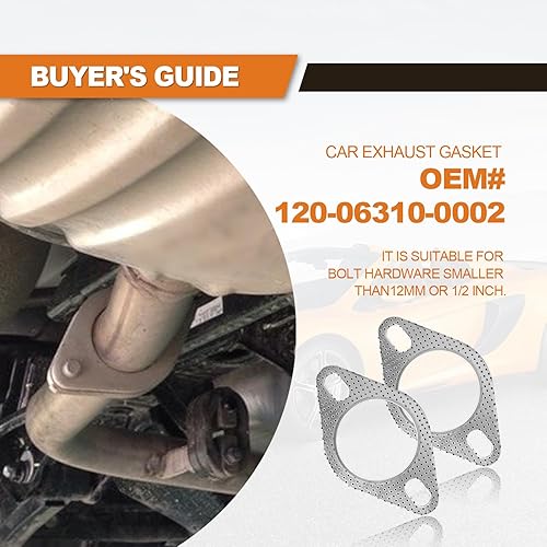 Miniatura 4 de 2 unids junta de colector de escape estándar 2.5 "2-Bolt Junta de brida de escape de reemplazo de la junta de escape del coche Accesorios de coche