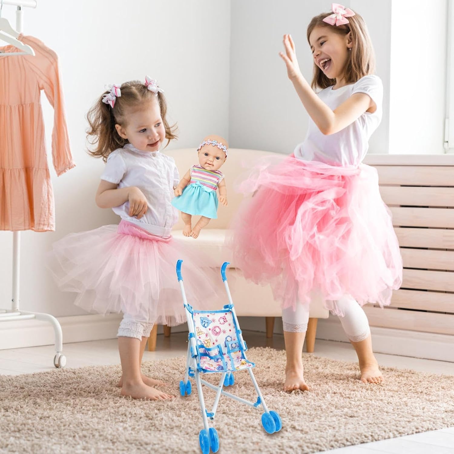 Stroller Set for Toddlers with Stroller | Toddler Accessories for a Realistic Simulation Game 10 Inch with Accessories for Toddlers Toy