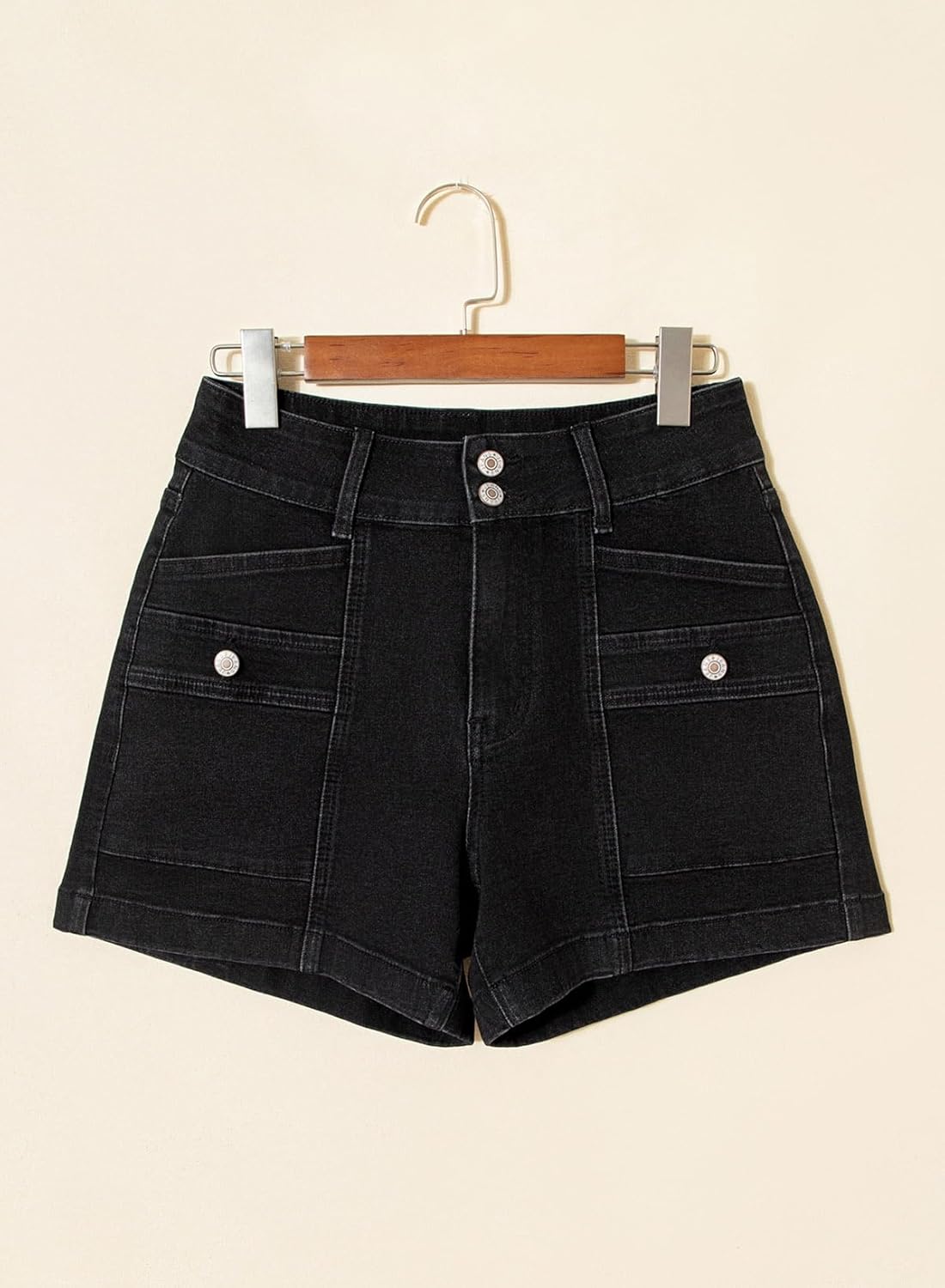 Astylish Women's High Waisted Shorts Jean Stretchy Casual Fashion Trendy Double Button Fly Denim Shorts - Image 6