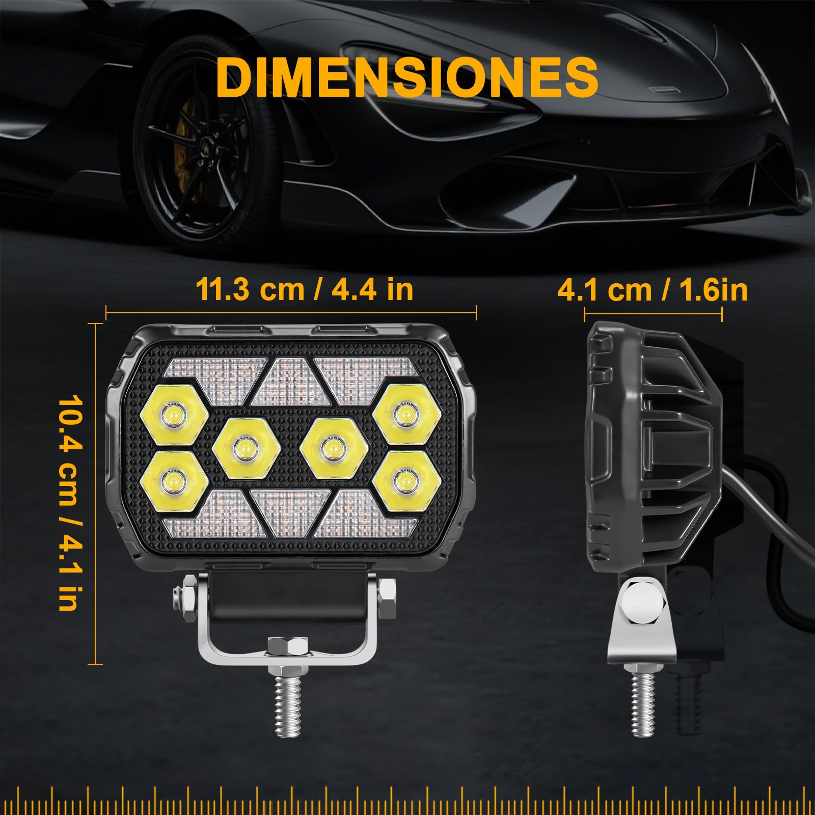 antom 2 focos led 12v 168W 9-60V 18000 lumenes faros led tractor IP68 impermeable 4,5 pulgadas luz auxiliar para excavadoras, tractores, remolques, ATV, entusiastas del outdoor