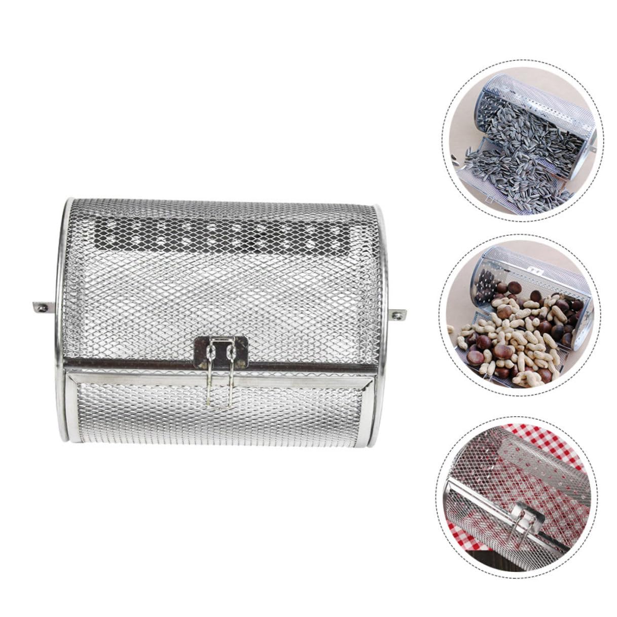SHINEOFI Gabbia Grigliare in Acciaio Inossidabile Antiruggine con Rotazione per Barbecue e Forno Cestino Multiuso per Verdure e Carne Cottura Uniforme su Bbq