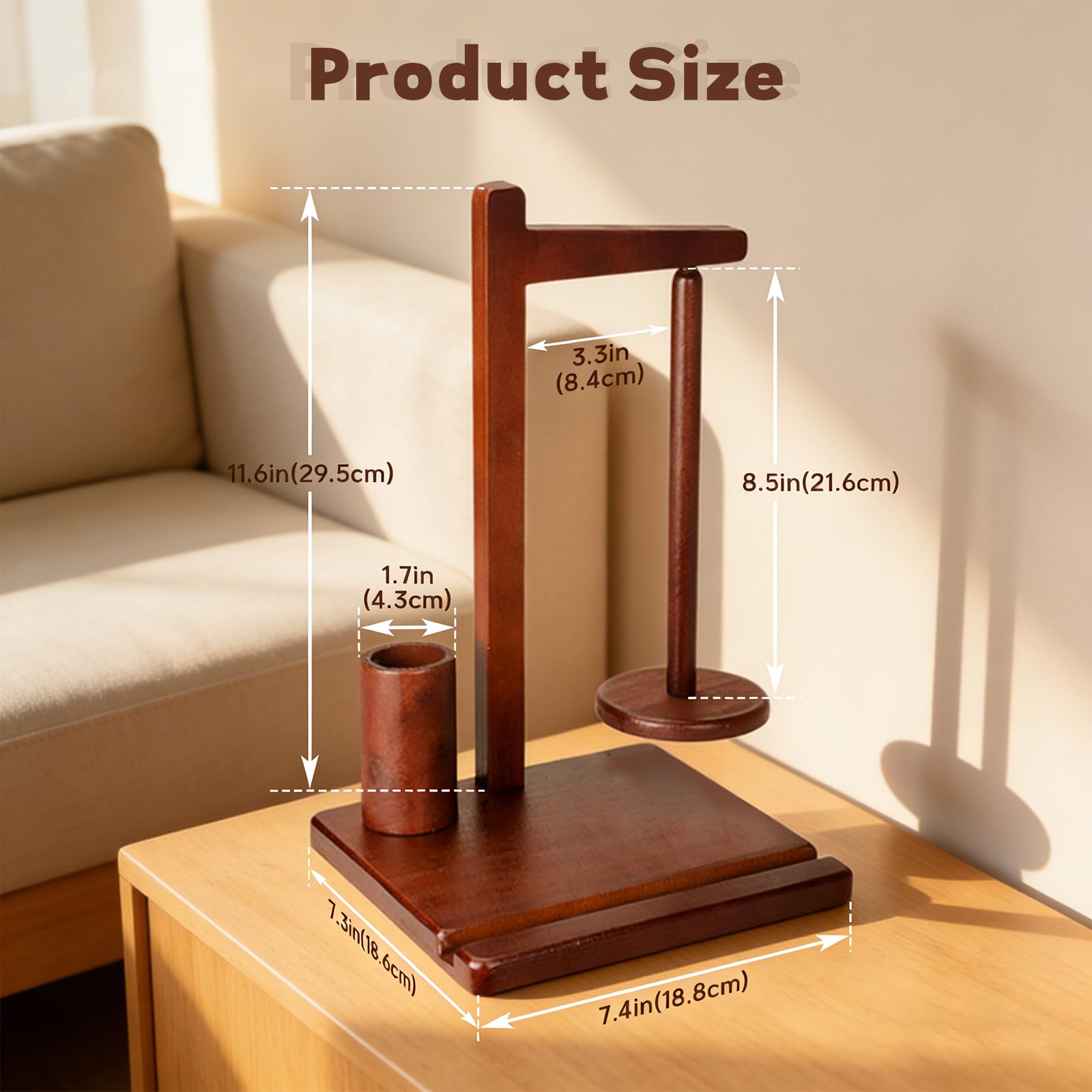 Soporte para hilo de ganchillo, de madera de nogal, para ganchillo y tejer, con soporte para teléfono y almacenamiento de ganchillo, soporte para bolas de hilo para amantes del ganchillo