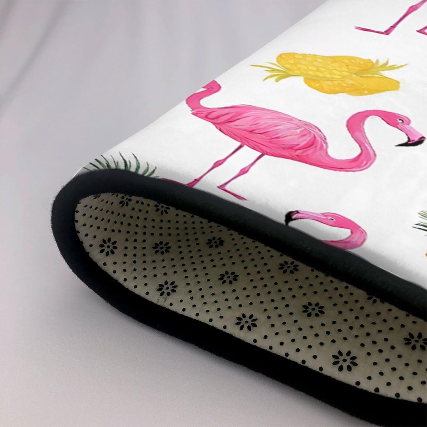 Flannel Non-Slip (Flamingo and Pineapple) Rug Pad 80×50in Soft Washable Protective for Hardwood Floors Bedroom Bathroom Living Room
