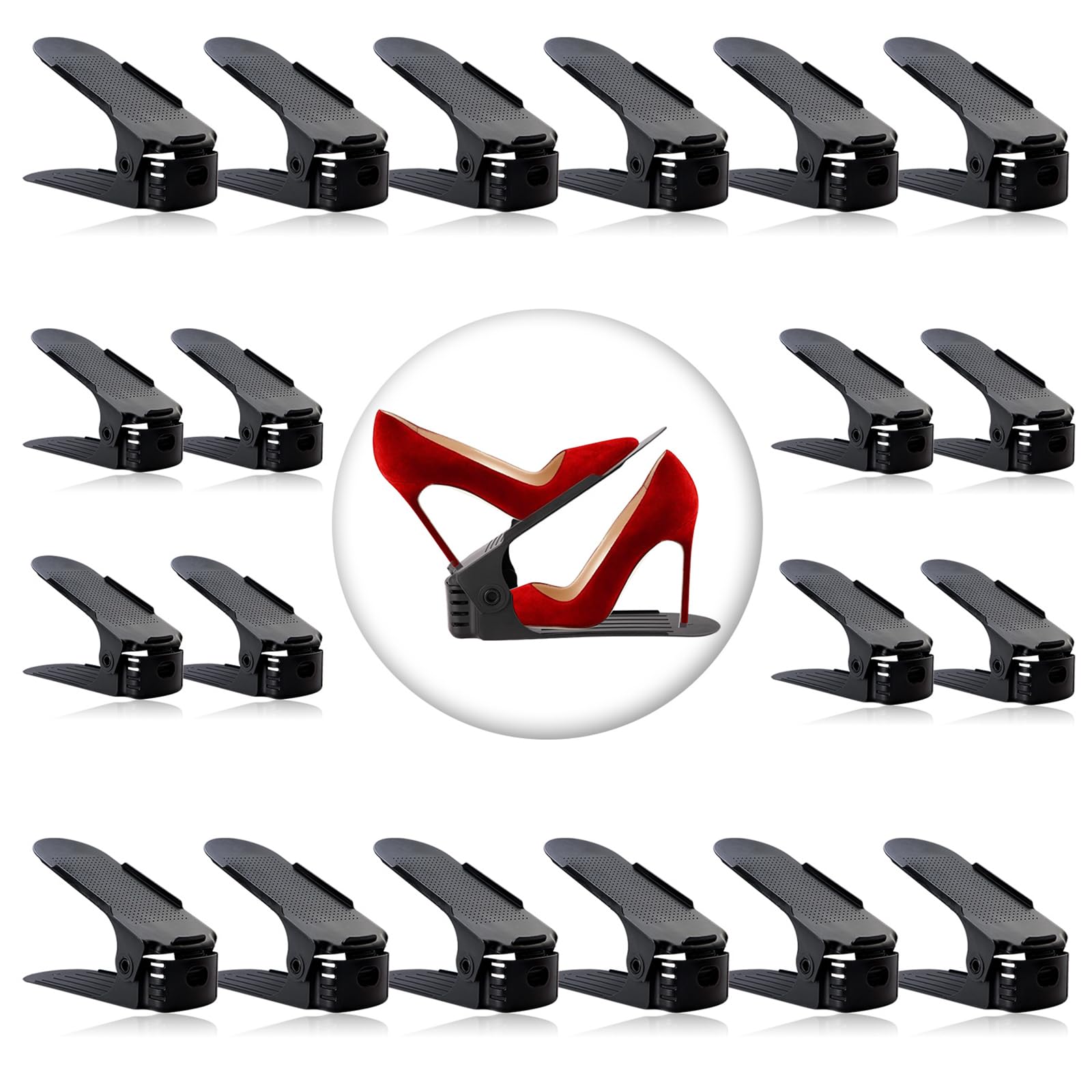 Neprock Schuhstapler Platzsparend, Schuhorganizer Schuhaufbewahrung Platzsparend, Rutschfestes Schuh Organizer Schuhhalter mit 4-stufiger Verstellung Shoe Organizer Schuhregal Platzsparend
