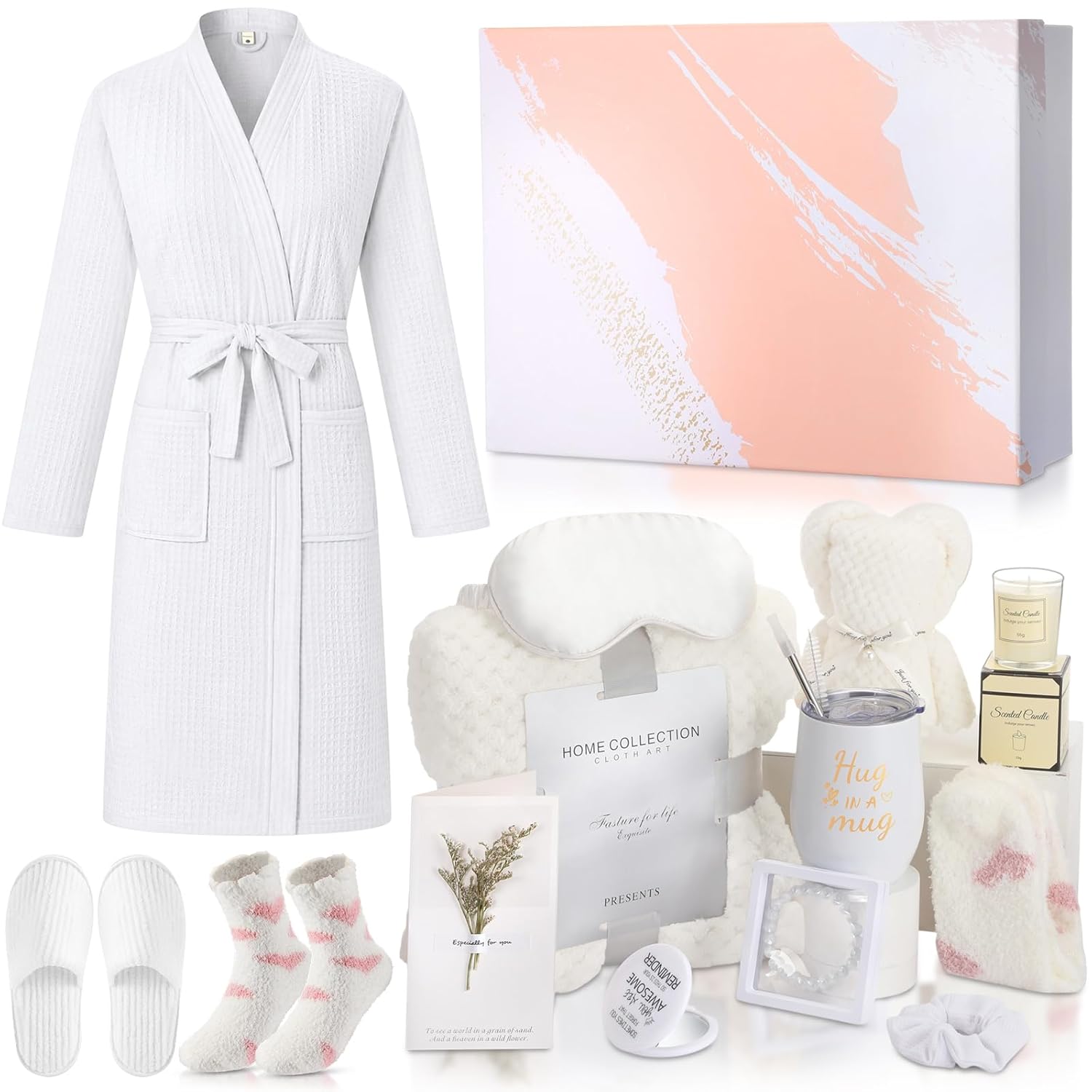 jbuvgk Birthday , Basket,Get Well Soon Self Care Package,Spa Gift Basket,11pcs care package for women,Feel Better Encouragement for Mom Grandma Wife Best Friend Sister (Pink)