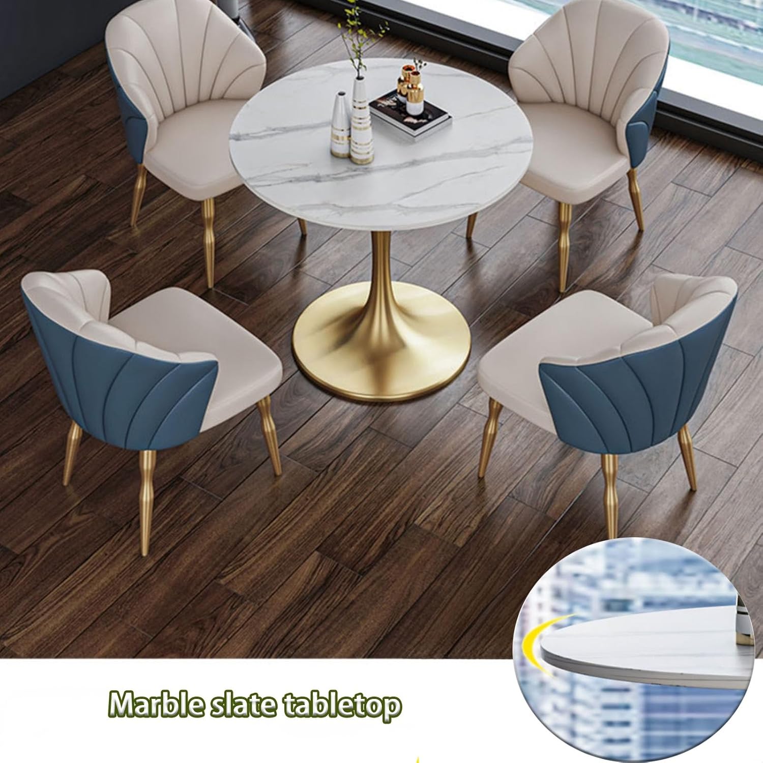 Office Conference Table, Conference Reception Room Coffee Table with 4 Chair, Coffee Table and Chair Set, Kitchen Breakfast Bar Table and Chair Set, for Home Kitchen Office(Orange,80cm/31.5i