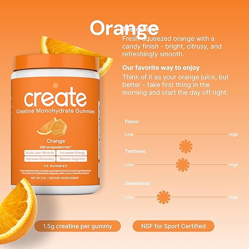 Miniatura 16 de Create - Gomitas de creatina monohidratada - Mejoran concentración, fuerza y resistencia, no se derriten, veganas, sin gluten y sin OMG, 1.5 g
