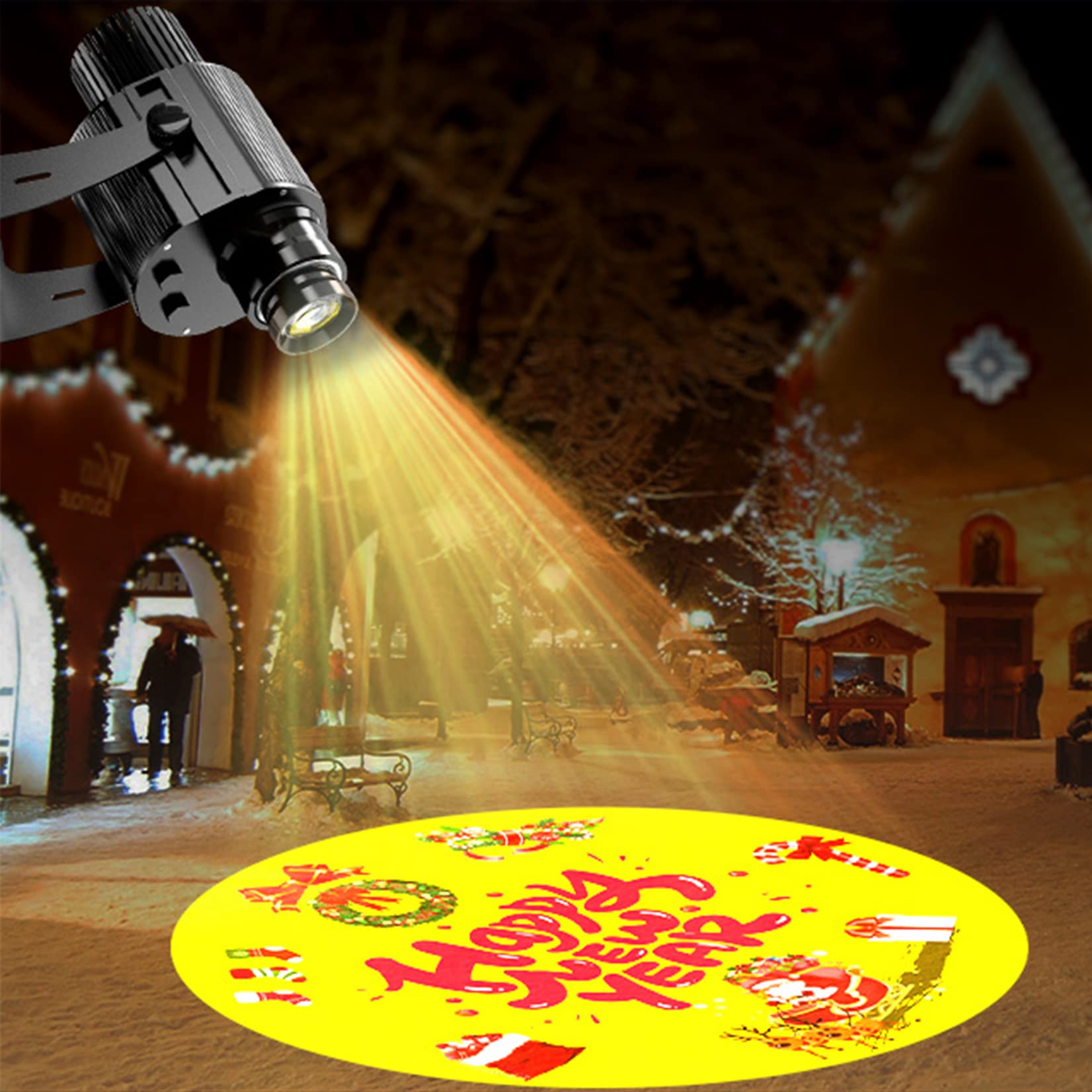 Projecteur Gogo LED à Image rotative Haute Puissance Projection Longue Distance étanche Projecteur LED GOBO personnalisé Lumière publicitaire, Noir (100W)