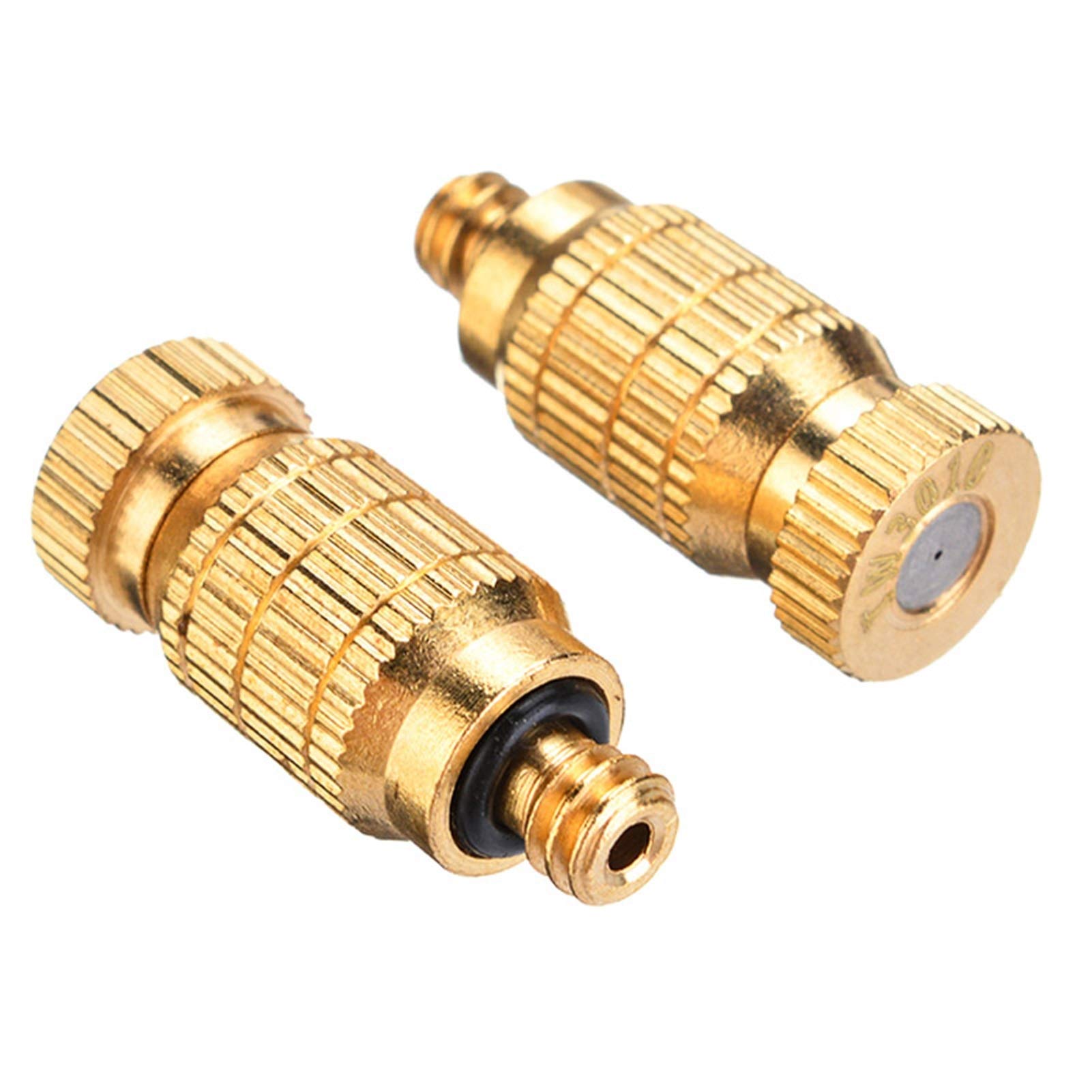 SOHNVWTGD 50pcs Misting Nozzle Kit High Pressure for Cooling System Brass Mister Nozzles 3/16" Threaded, Garden Water Mister, Fog Nozzles, Antidrip Fogging Spray Head (Size : 0.1mm)