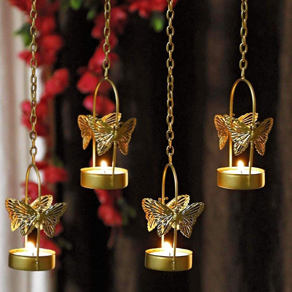 Kyzzo™ Butterfly Hanging Tealight Candle Holder for Home Decor, Indoor and Outdoor Decoration, Diwali Gifting Item (Pack of 4 pcs, Gold) (B09GYSGX5B) Amazon Price History, Amazon Price Tracker