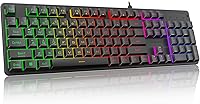 Redragon K521 Rainbow LED Gaming Keyboard: 104 Keys Wired Mechanical Feel, Anti-Ghosting, Multimedia, PC/Mac/PS4/5/Xbox Compatible