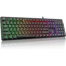 Redragon K521 Upgrade Rainbow LED Gaming Keyboard, 104 Keys Wired Mechanical Feeling Keyboard with Multimedia Keys, One-Touch Backlit, Anti-Ghosting, Compatible with PC, Mac, PS4/5, Xbox