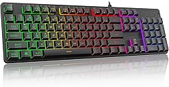 Redragon K521 Upgrade Rainbow LED Gaming Keyboard, 104 Keys Wired Mechanical Feeling Keyboard with Multimedia Keys, One-Touch Backlit, Anti-Ghosting, Compatible with PC, Mac, PS4/5, Xbox