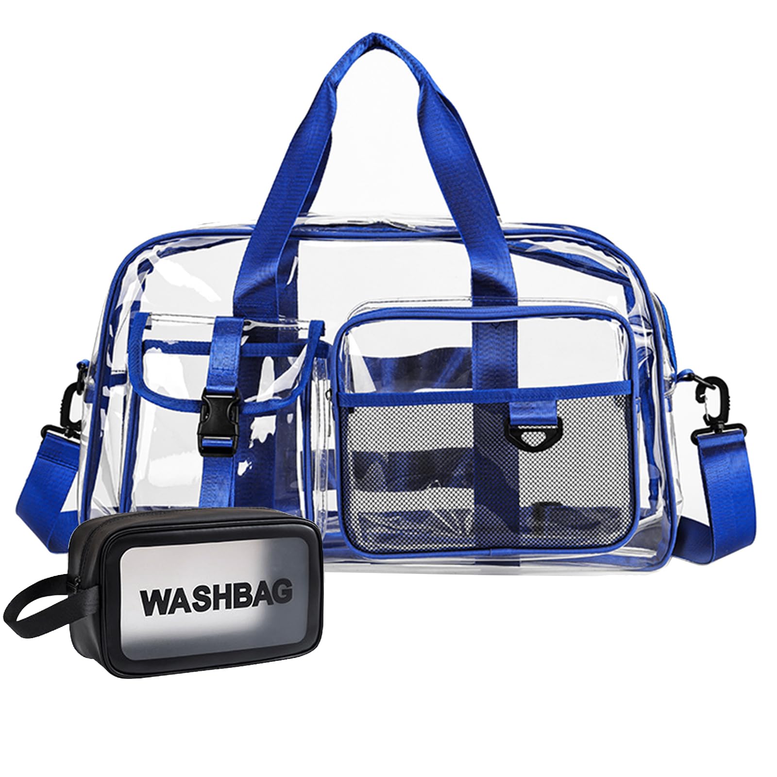 Small Gym Bag for Women, Travel Duffle Bag Carry On Weekender Bag with Shoe Compartment, Clear-Blue, 11*19.6*8.2 inches, Gym Bag&toiletry Bag â image 1