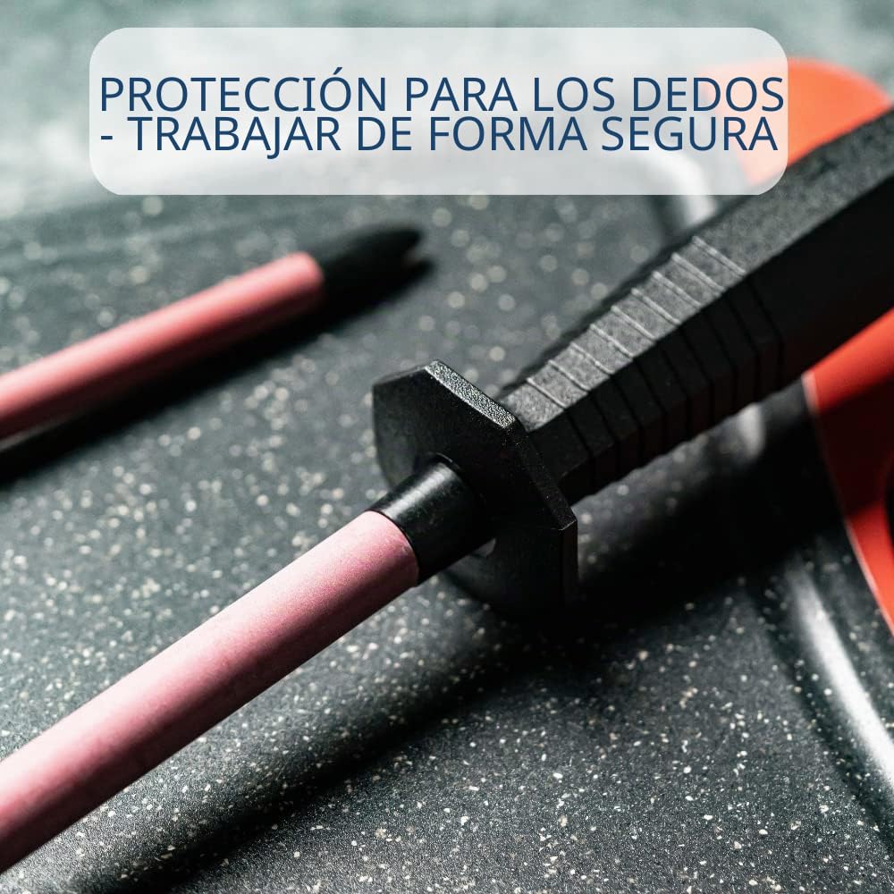 Westmark Barra de afilado + protector, Longitud: 50,6 cm, Rubí sinterizado/Plástico, Sieger-Long-Life, Rojo/Negro, 197222E6