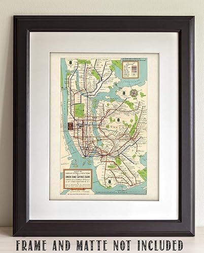 Miniatura 3 de Póster vintage de 1948 con mapa del metro de la ciudad de Nueva York de 11 x 14 pulgadas, sin marco, reproducción clásica de mapas del metro de