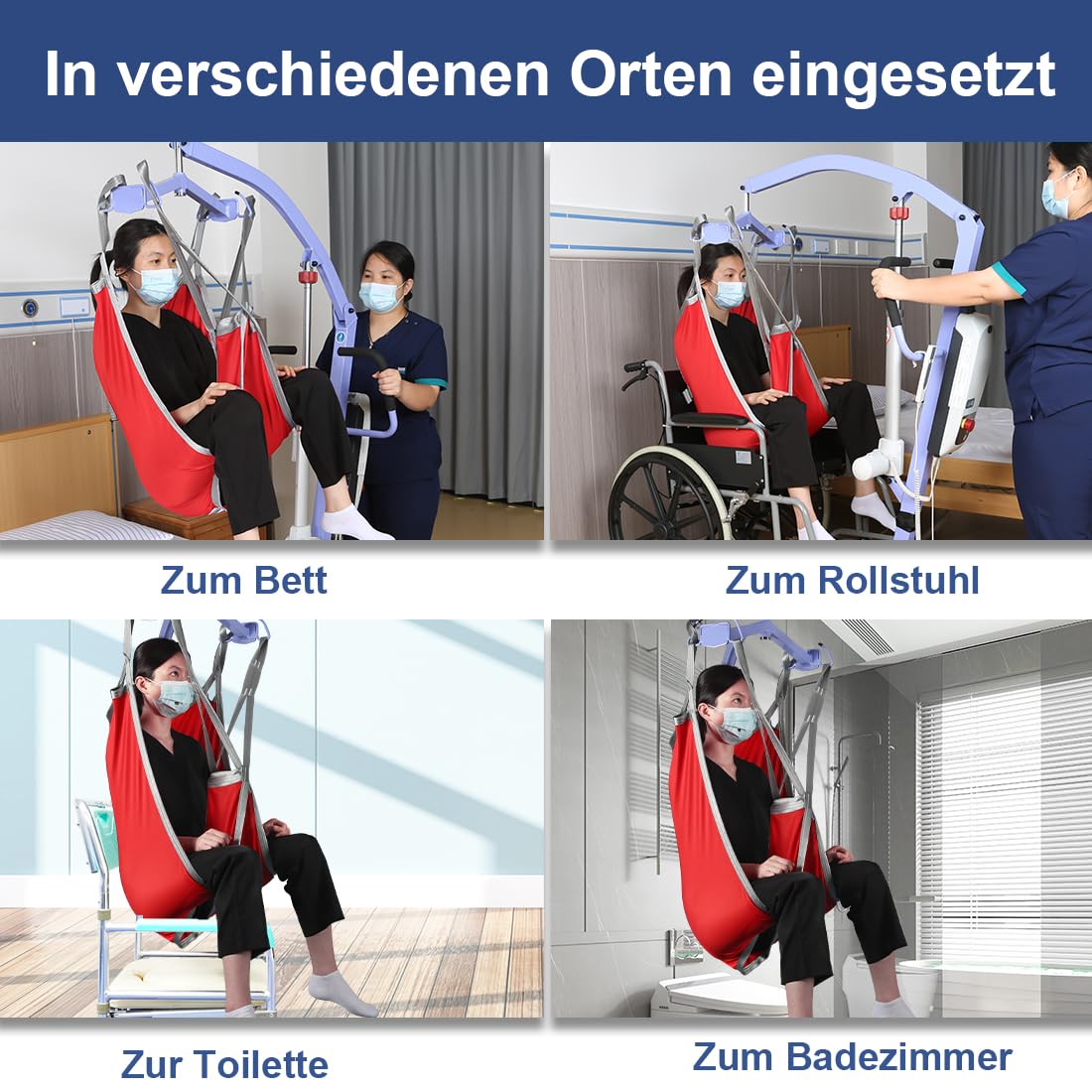 EZ Assistive Patientenlifter Hebegurt mit geteiltem Bein – U-Schlinge für Toilettengang & Transfer, waschbare Transferschlinge für Pflegebedürftige, Belastbarkeit 227 kg (500 lbs) in 3 Größen (S/M/L)