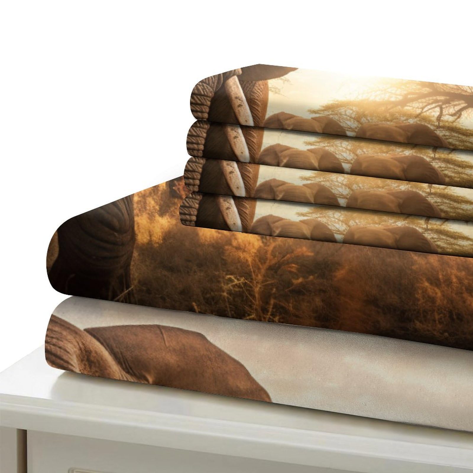 Eveone Set Biancheria Letto Elefanti animali gentili Cool Natura Ragazzo Ragazza Regalo Copripiumini/Lenzuola/Federe Per Bambini Singolo/Doppio/King /Super King2/3/4PCS (8,Doppio-200×200cm-4pcs