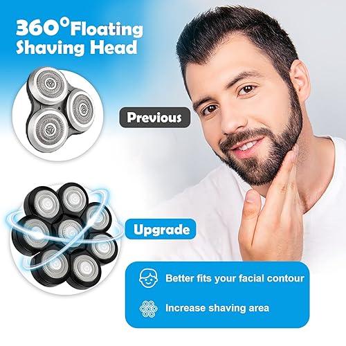 Miniatura 6 de Cabezales de repuesto para afeitadora eléctrica 8D  8 cuchillas, repuesto de cuchillas rotativas universales de acero inoxidable para afeitadora de