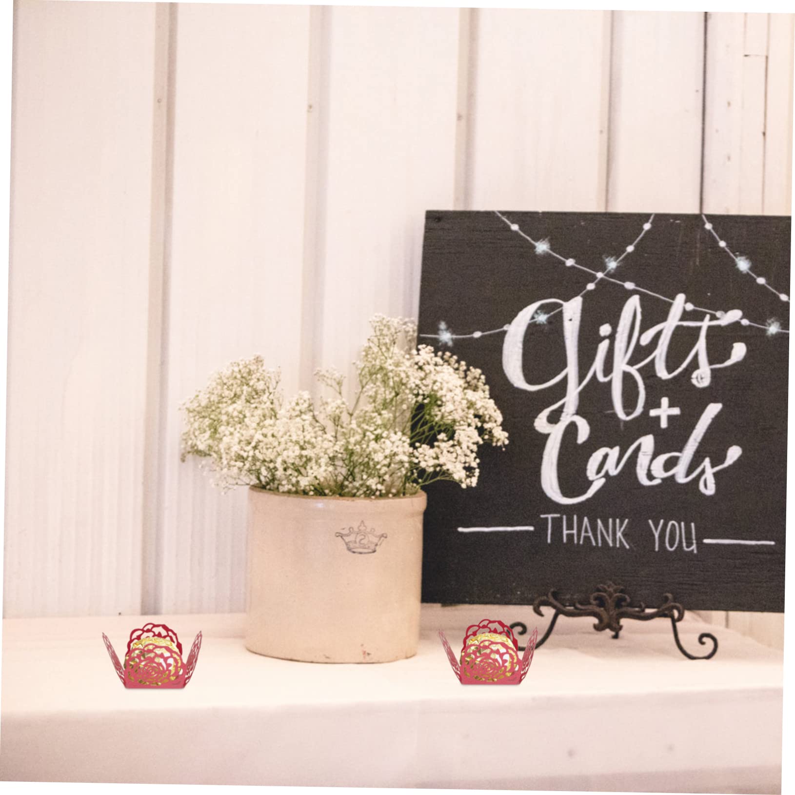 BRIGHTFUFU 100pcs Holder for Chocolate Candy Decorative Truffle Packaging Hollow Rose Trim Paper Material Wedding Party Dessert Table Decor Lightweight Compact