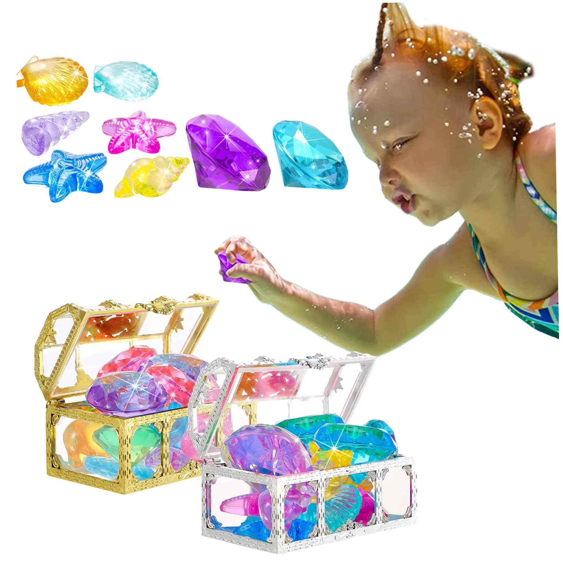 Juguetes de Buceo Juguetes de Agua Juguetes de Piscina Coloridas natación de Verano Juguetes de Buceo con Cajas de Cofre del Tesoro Juego de Juguetes para la Piscina 26 Piezas de Piscina Juguetes