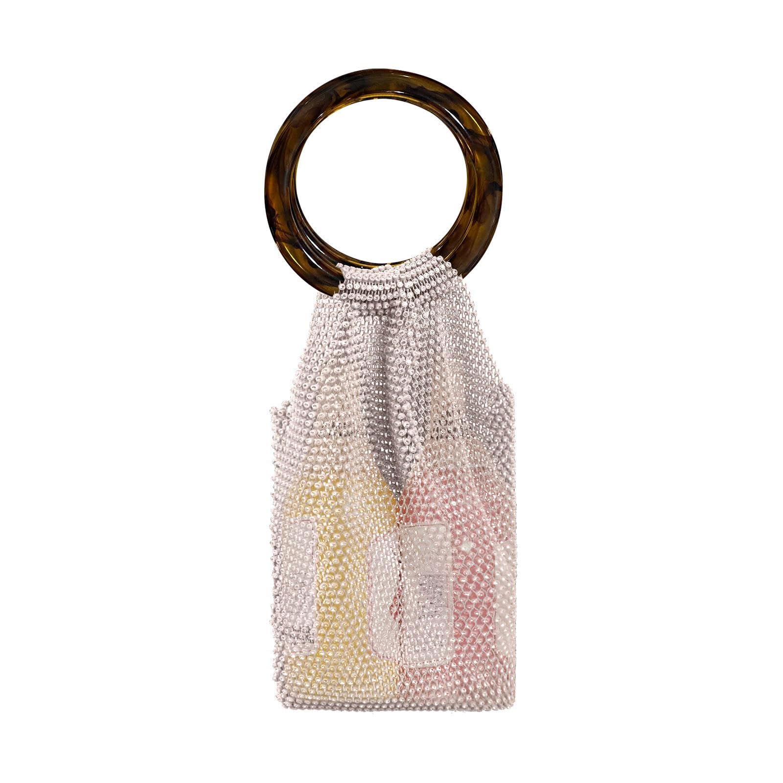 Elnwnnkc Artistics Handwoven Rhinestones Handheld Bag Accessory for Bottle Storage and Daily Use Items with Secure Compartments Cosmetic Storage Bag