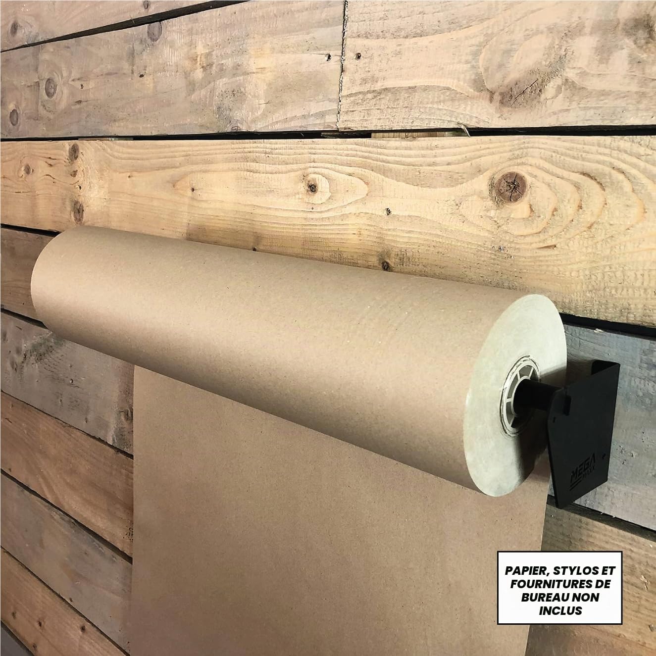 Rouleau de papier kraft marron avec support mural pour bureau, maison, restaurant, café
