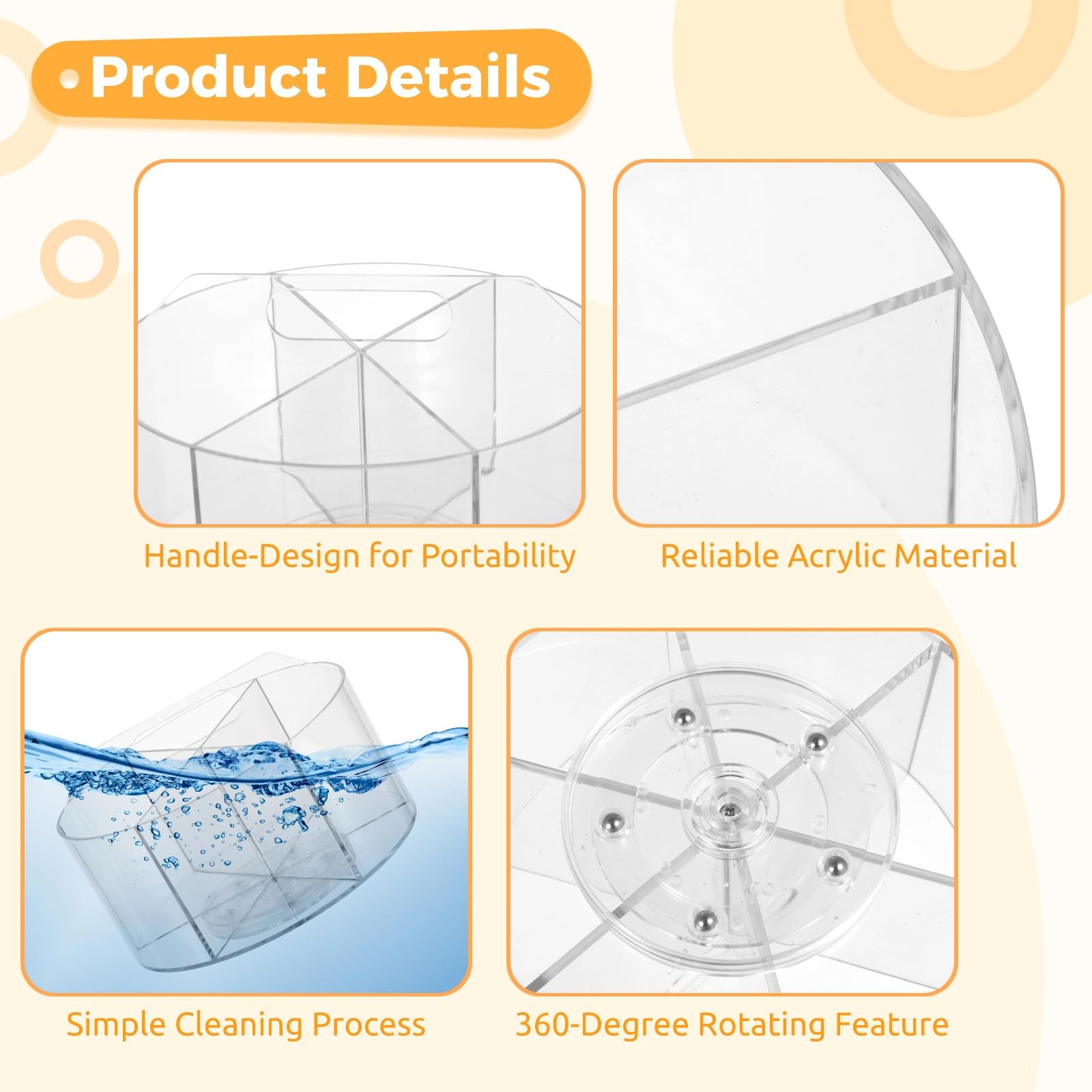 Schreibtisch-Organizer, 13 x 19 cm, drehbarer Stifthalter aus Acryl mit 6 Fächern, 360° Aufbewahrungsbehälter, transparenter tragbarer Stift-Organizer für Zuhause, Büro